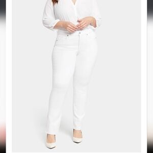 NWT NYDJ Marilyn Straight Jeans Cool Embrace Optic White Plus Size Petite‎ 28 P